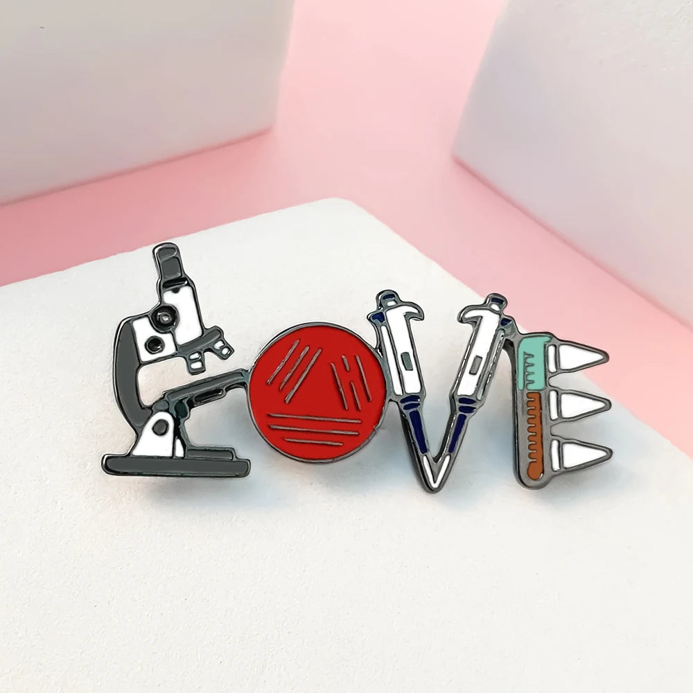 Lab Lover Enamel Microscope Brooch, by DCARZZ, a Perfect gift for Biologists and other Scientists