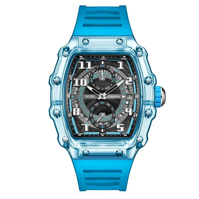 Unique, Blue, Fashion, Men's Waterproof, Outdoor, Sports, Military Watch For Men,
