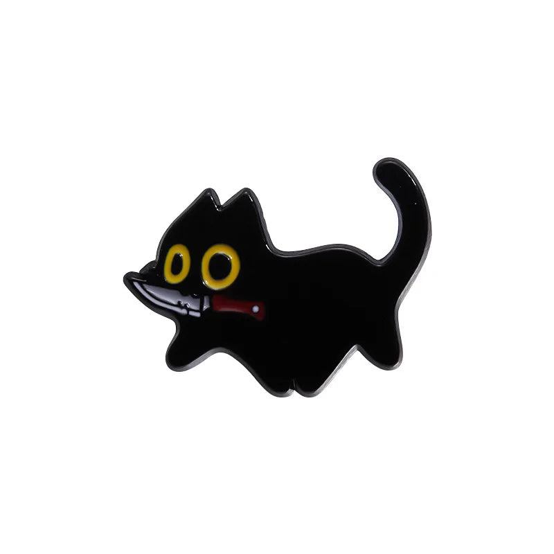 Cute Tiny Black Cat Enamel Pin Brooch