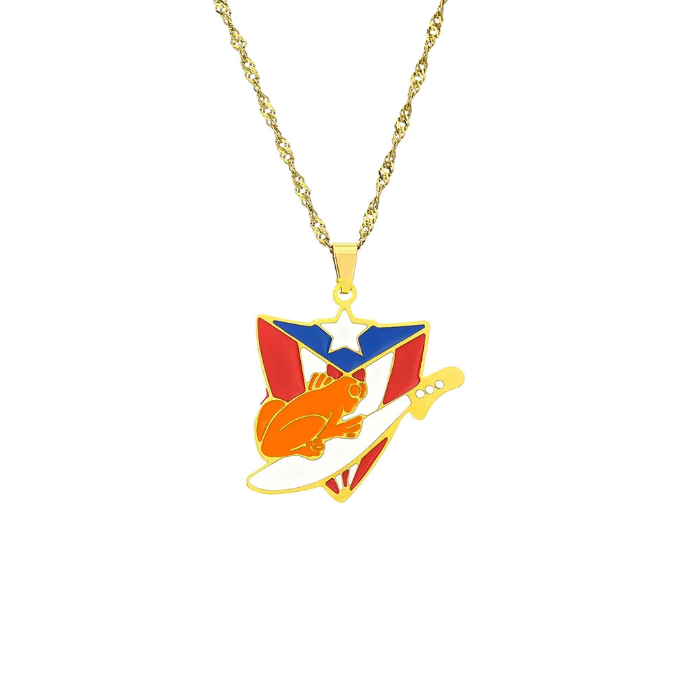 Wear Puerto to celebrate The Big Game 2026 and Bad Bunny in style — show your Puerto Rican pride with this beautiful flag necklace. Lightweight, durable, and polished for that beautiful shine, it’s the perfect game day souvenir, by SONYA
