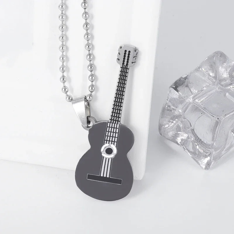 Stainless Steel, Electric Guitar Pick Necklace for Men and Women…Jewelry For Music Lovers