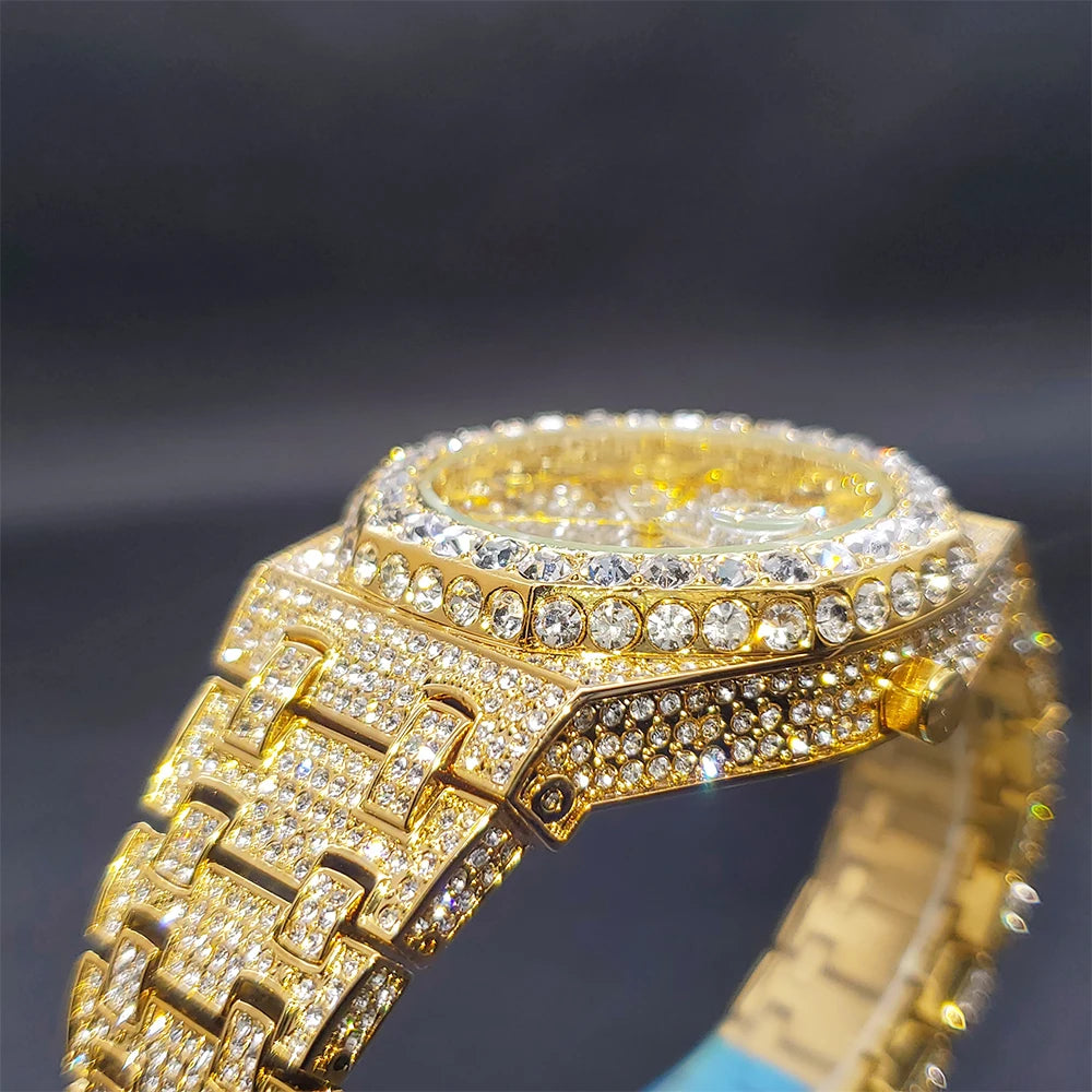 Octagonal Case Luxury Cubic Zirconia Men's Watch, By UNIGUET