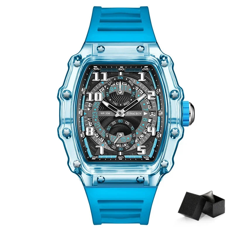 Unique, Blue, Fashion, Men's Waterproof, Outdoor, Sports, Military Watch For Men,