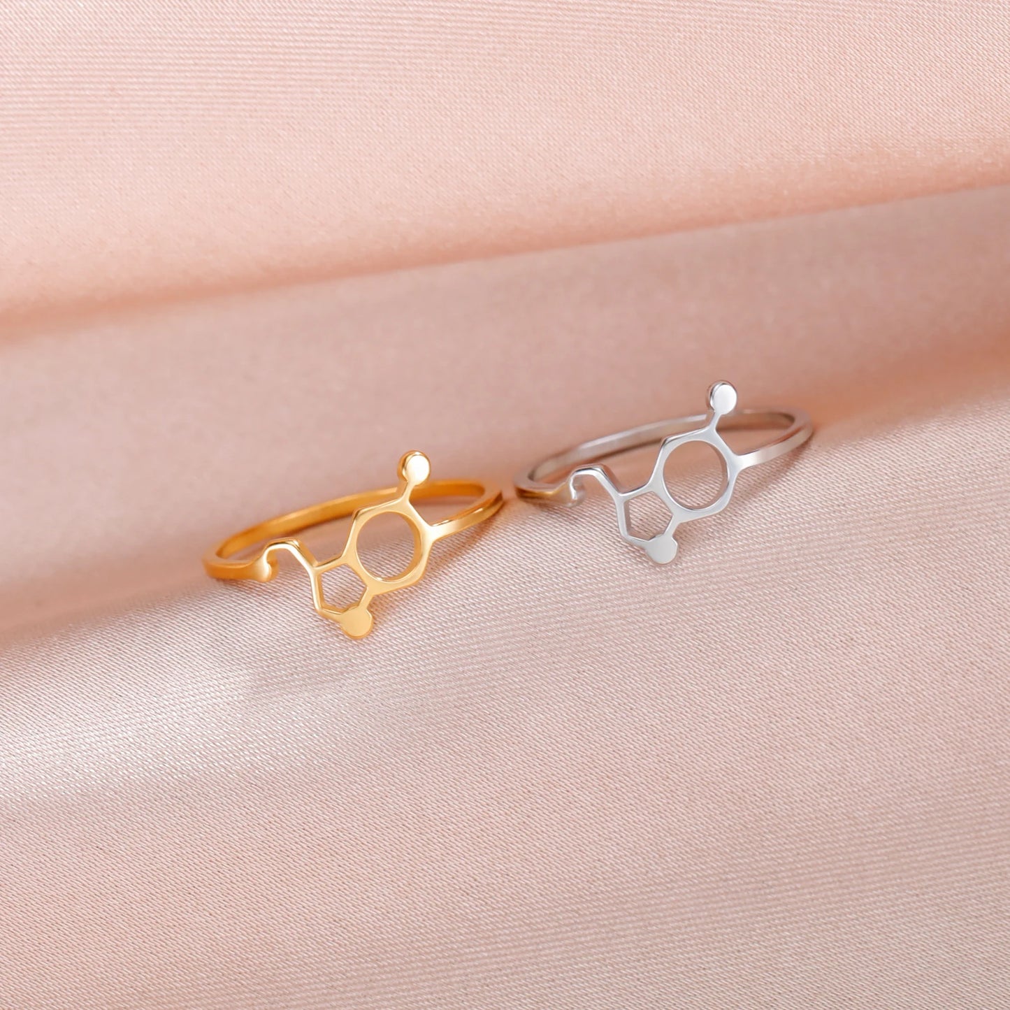 Attractive, Stainless Steel Chemical Molecule Ring, by Skyrim