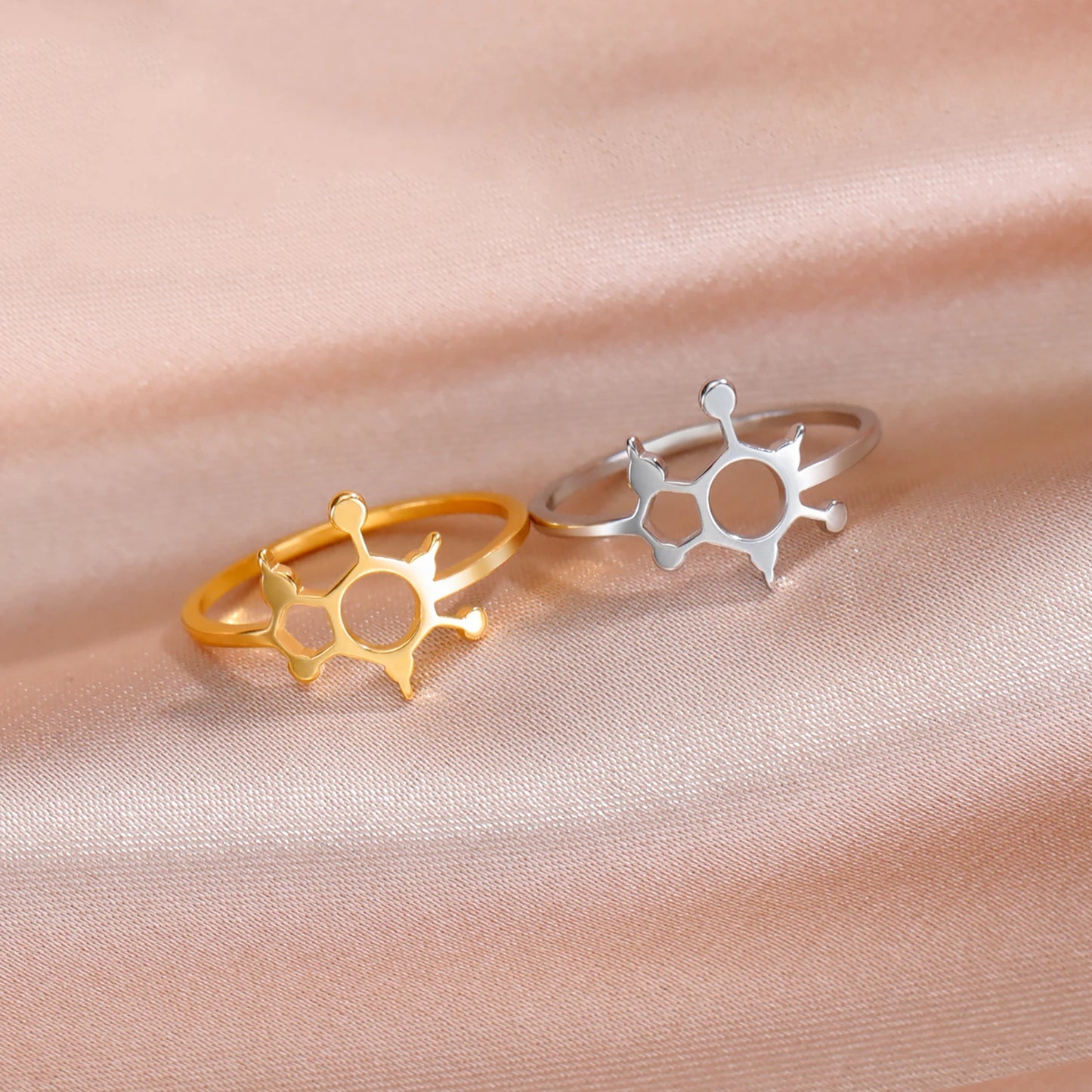 Attractive, Stainless Steel Chemical Molecule Ring, by Skyrim