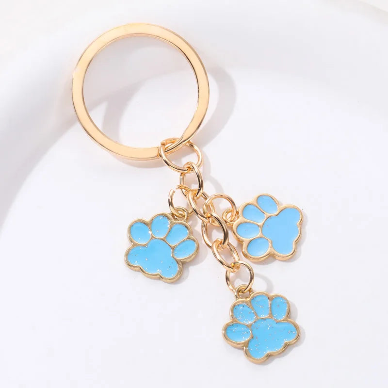 Cute, Enamel Dog Paw Footprints Keychain, Great Gift For Dog Lovers