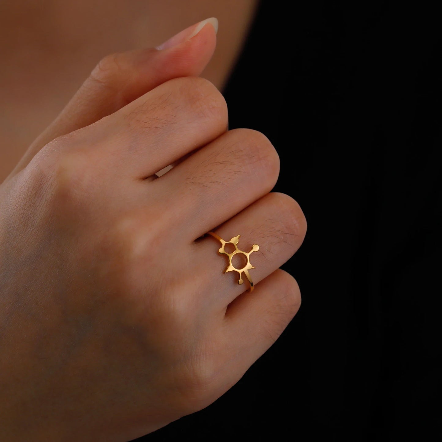 Attractive, Stainless Steel Chemical Molecule Ring, by Skyrim