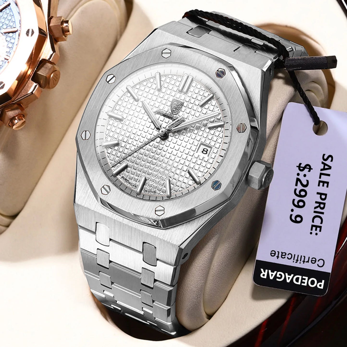 NEW!!! Fine Steel, Original Quartz, Luminous Date, Waterproof, Fashionable Classic Wristwatch, By POEDAGAR
