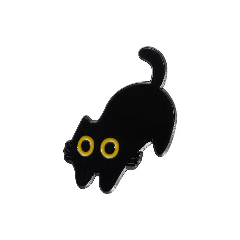 Cute Tiny Black Cat Enamel Pin Brooch