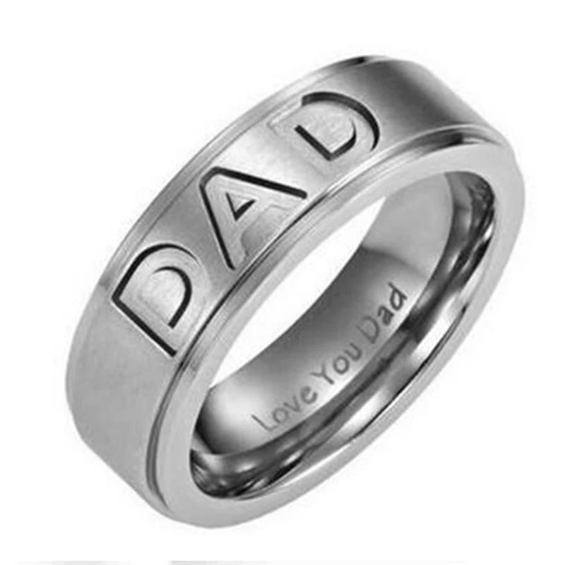New Fashion, "LOVE YOU DAD” Stainless Steel Engraved Dad Ring, Great Father's Day Gift