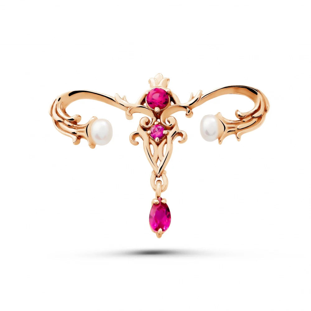 HANRESHE, Woman's Luxury Medical Womb, Inlaid Crystal Pearl Lapel Pin Gift For Gynecologic Professional