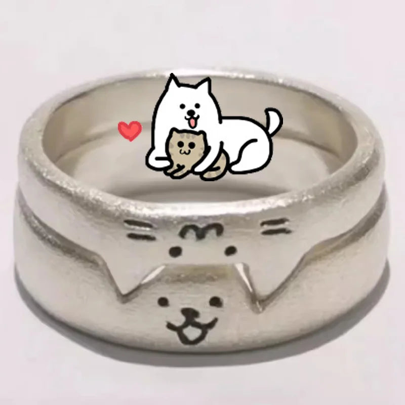 2pc Cute, Dog / Cat Animal Ring for Women & Men