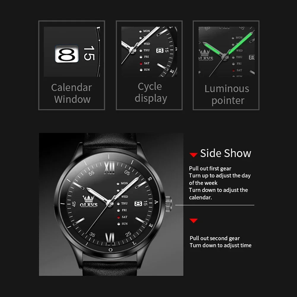 New, Waterproof Luminous, Automatic Date, Quartz Wristwatch For Men, By OLEVS