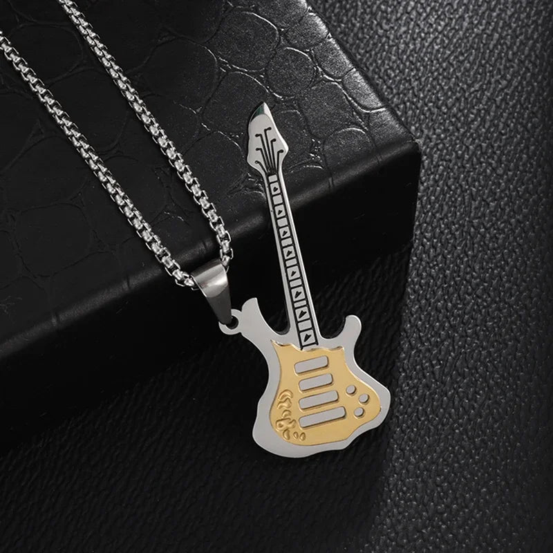Stainless Steel, Electric Guitar Pick Necklace for Men and Women…Jewelry For Music Lovers