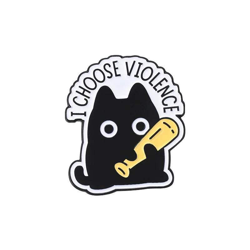 Cute Tiny Black Cat Enamel Pin Brooch