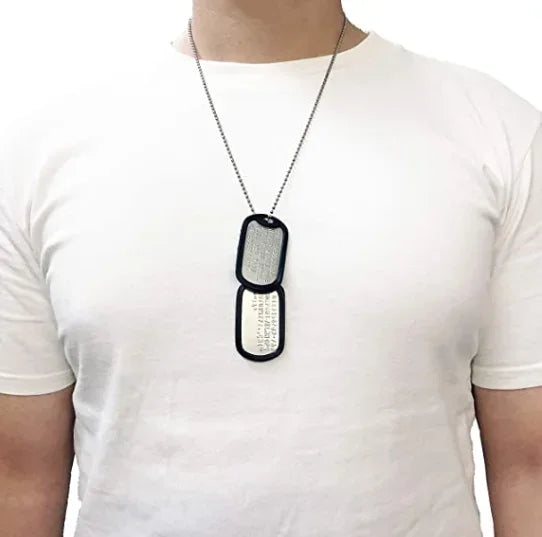 Stainless Steel Dog Tag, Military Set of 2 Personalized Necklaces, Army Style with Ball Chain Silencers, Custom Made Necklaces