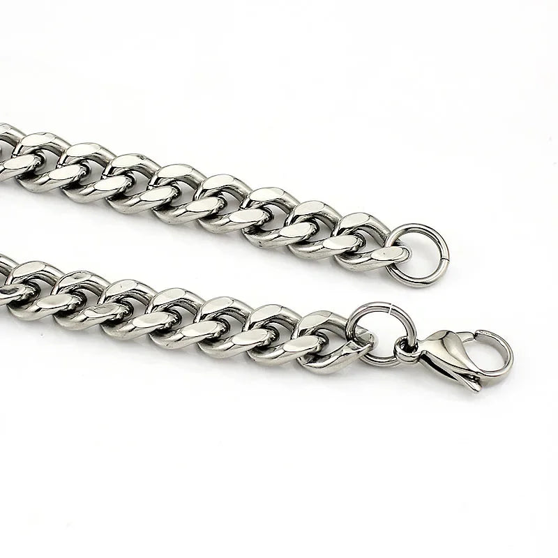 Stainless Steel Cuban Chain Necklace, Military Jewelry, Thick Clavicle Chain Necklaces for Women & Men, By MUJER