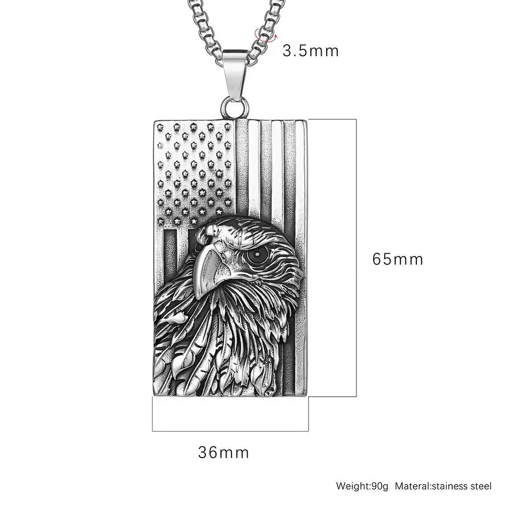 Starry Stripe Flag, US Stainless Steel Military Tag Necklace, For Men