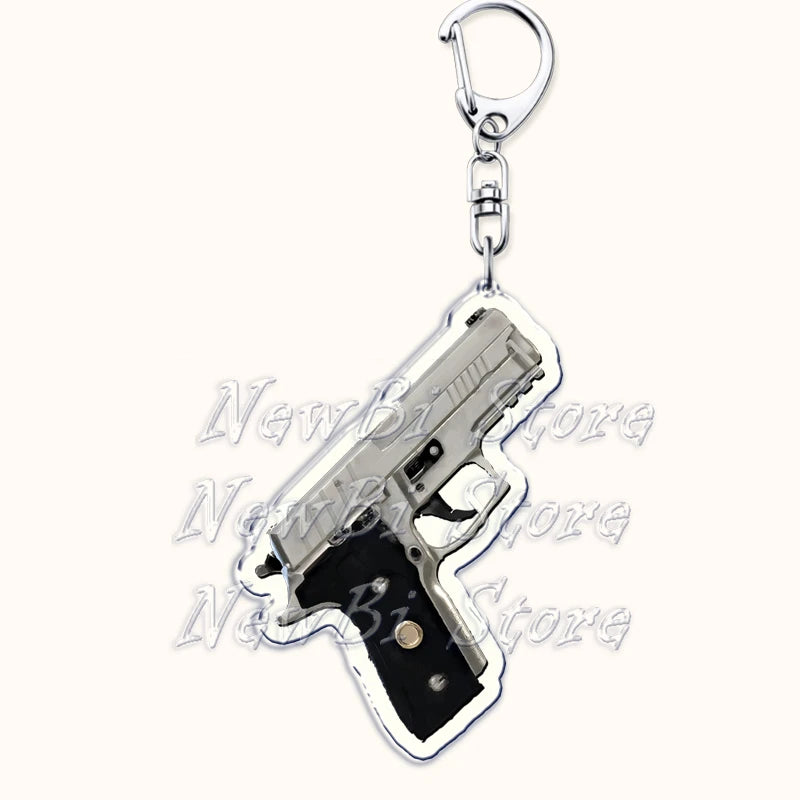 Creative Military Weapon Keychains, P90 AWM Sniper Rifle, MP7, M249,S686,M24m, Gun Keyrings...Great Gamer Gifts