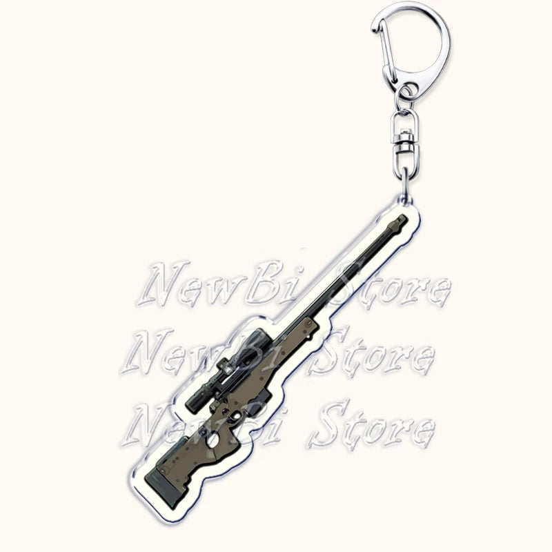 Creative Military Weapon Keychains, P90 AWM Sniper Rifle, MP7, M249,S686,M24m, Gun Keyrings...Great Gamer Gifts