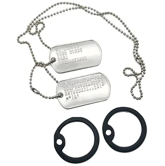 Stainless Steel Dog Tag, Military Set of 2 Personalized Necklaces, Army Style with Ball Chain Silencers, Custom Made Necklaces