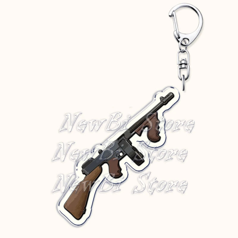 Creative Military Weapon Keychains, P90 AWM Sniper Rifle, MP7, M249,S686,M24m, Gun Keyrings...Great Gamer Gifts