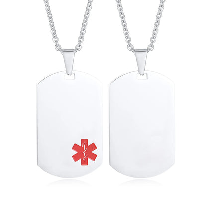 Medical Alert, Stainless Steel, Custom Engraved Military Necklace...Diabetic Patient Emergency