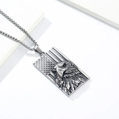 Starry Stripe Flag, US Stainless Steel Military Tag Necklace,  For Men