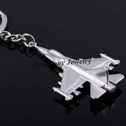 Metal F16 Fighter Plane Keychain, Cool Battleplane Keyring For Military Fan, 20pcs/Lot, Give Them As Gifts