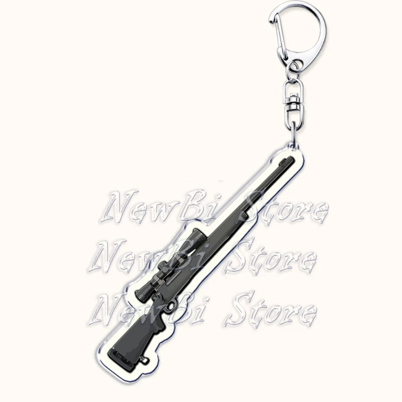 Creative Military Weapon Keychains, P90 AWM Sniper Rifle, MP7, M249,S686,M24m, Gun Keyrings...Great Gamer Gifts