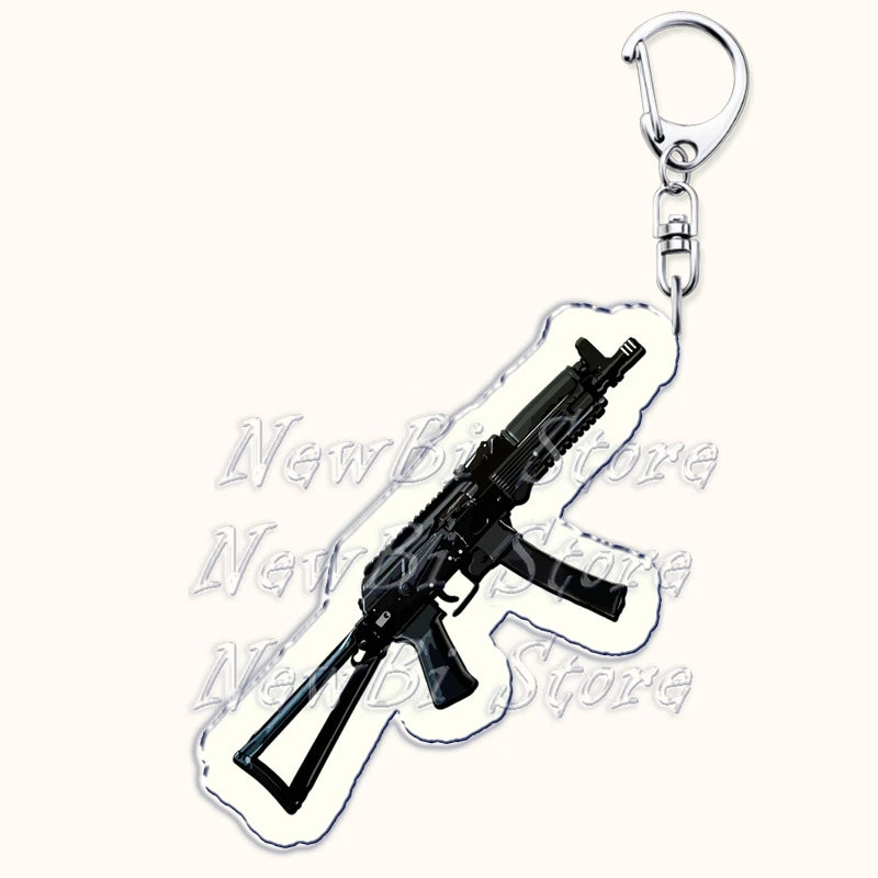 Creative Military Weapon Keychains, P90 AWM Sniper Rifle, MP7, M249,S686,M24m, Gun Keyrings...Great Gamer Gifts