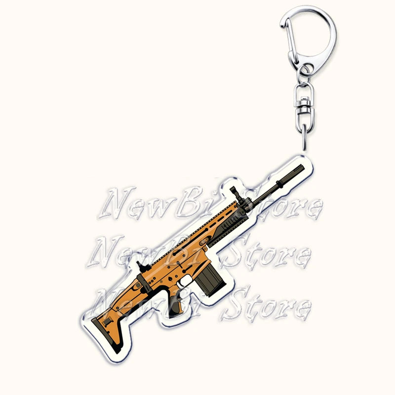 Creative Military Weapon Keychains, P90 AWM Sniper Rifle, MP7, M249,S686,M24m, Gun Keyrings...Great Gamer Gifts