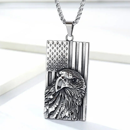 Starry Stripe Flag, US Stainless Steel Military Tag Necklace,  For Men