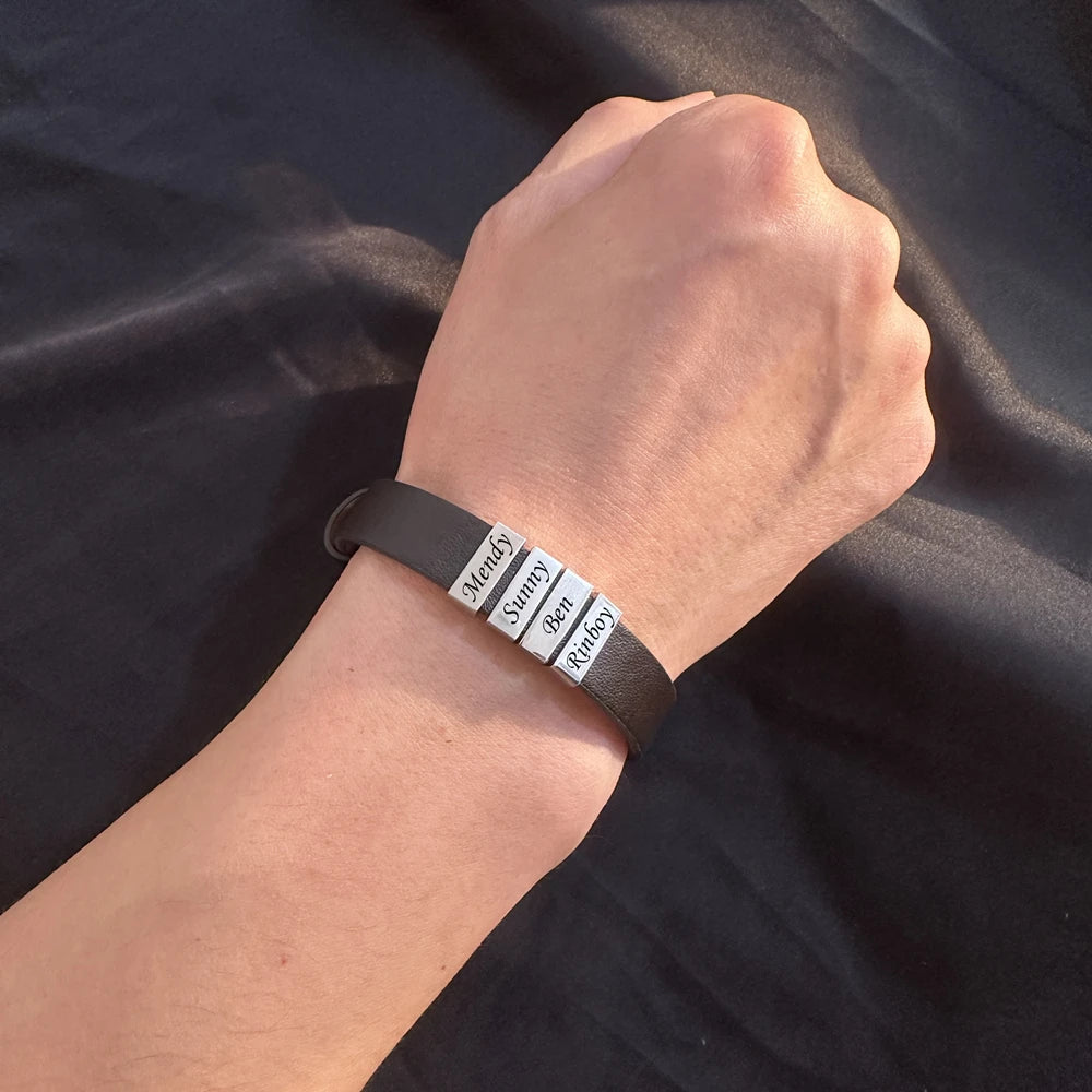 Custom, Leather Bracelet For Dad, Fathers, Husbands, etc.