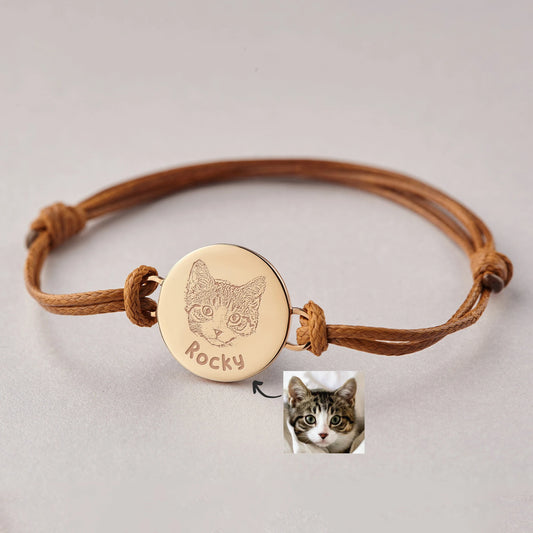 Adjustable, Leather, Custom Pet Lover Photo Bracelet