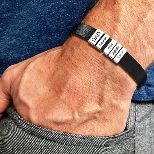 Custom, Leather Bracelet For Dad, Fathers, Husbands, etc.