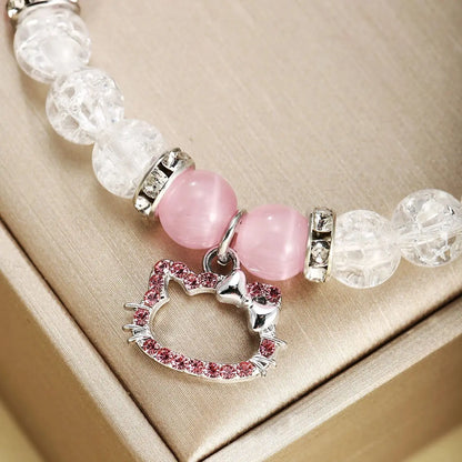 His & Hers, Blue and Pink, Cute, Cat Heart Shaped Bracelets