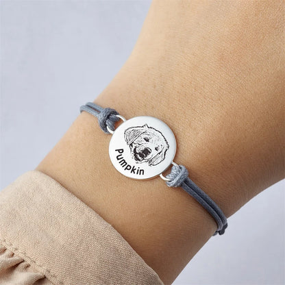 Adjustable, Leather, Custom Pet Lover Photo Bracelet