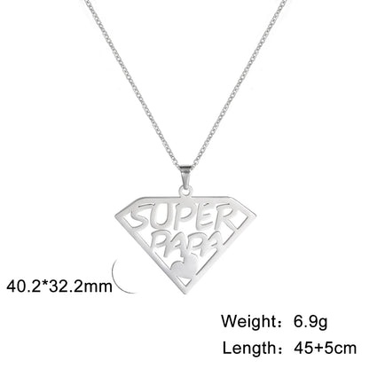 Cazador'S, "Super Papa/Mama", Stainless Steel Pendant Necklace for Men & Woman