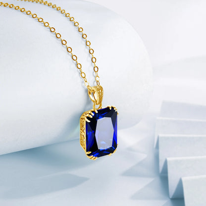 925 Silver, Blue Sapphire Necklace Pendant For Women...Certificate Included