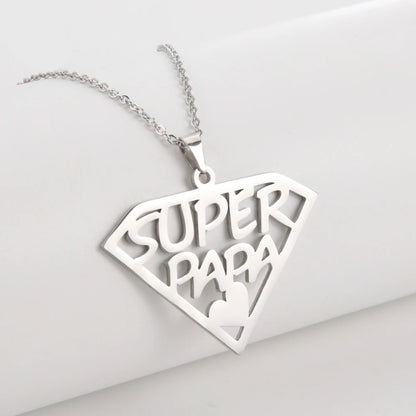 Cazador'S, "Super Papa/Mama", Stainless Steel Pendant Necklace for Men & Woman