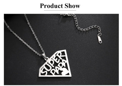 Cazador'S, "Super Papa/Mama", Stainless Steel Pendant Necklace for Men & Woman