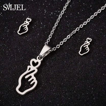 Stainless Steel, Paw Necklace Earrings for Women, Fashion By, SMJEL
