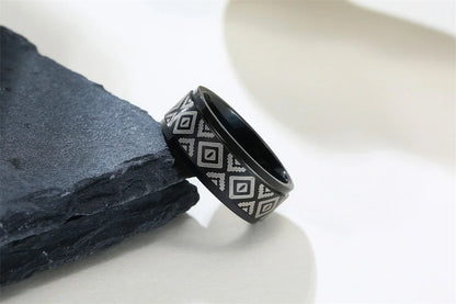 UNIQUE, Unisex, Stainless Steel, Flat Profile, Two Tone Keyboard Ring