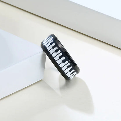 UNIQUE, Unisex, Stainless Steel, Flat Profile, Two Tone Keyboard Ring
