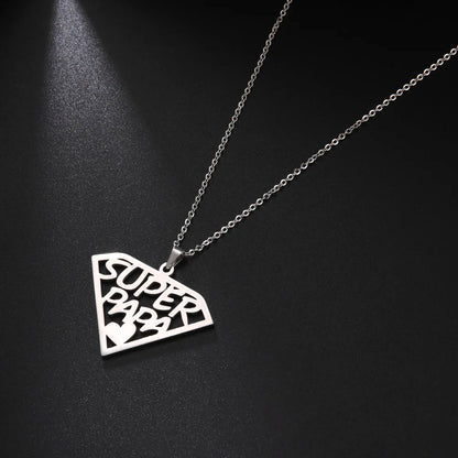 Cazador'S, "Super Papa/Mama", Stainless Steel Pendant Necklace for Men & Woman