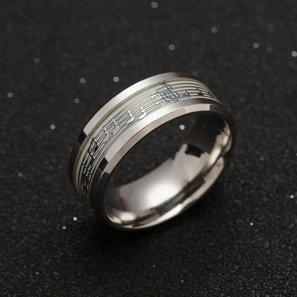 Unisex, Stainless Steel, Music Stave, Luminous, Fluorescent, Glowing, Music Letter Ring