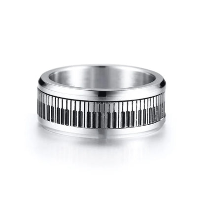 Vnox,   Stainless Steel Rotatable Piano Key Ring For Men/Woman