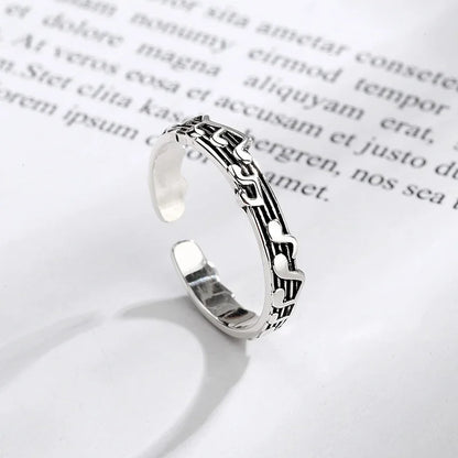 New, Retro, Five-line Sheet Music Adjustable Ring For Women