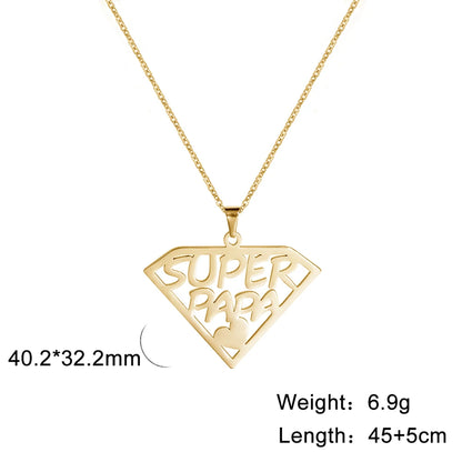 Cazador'S, "Super Papa/Mama", Stainless Steel Pendant Necklace for Men & Woman